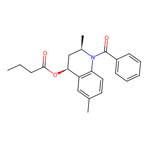 (2R,4S)-1-benzoyl-2,6-dimethyl-1,2,3,4-tetrahydroquinolin-4-yl butyrate structure