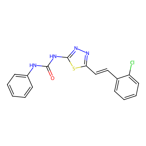 1-{5-[(E)-2-(2-chlorophenyl)ethenyl]-1,3,4-thiadiazol-2-yl}-3-phenylurea structure
