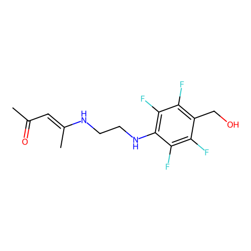 (E)-4-[2-[2,3,5,6-tetrafluoro-4-(hydroxymethyl)anilino]ethylamino]pent-3-en-2-one structure