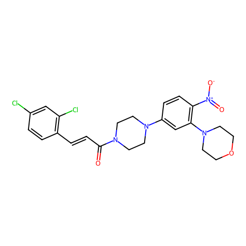 4-(5-{4-[3-(2,4-Dichlorophenyl)acryloyl]-1-piperazinyl}-2-nitrophenyl)morpholine structure