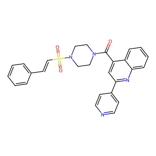 4-[4-(2-Phenylethenesulfonyl)piperazine-1-carbonyl]-2-(pyridin-4-yl)quinoline structure