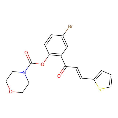 4-Bromo-2-[3-(2-thienyl)acryloyl]phenyl 4-morpholinecarboxylate structure