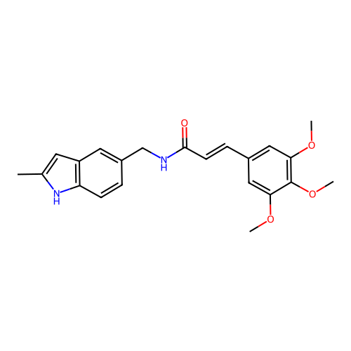 (2Z)-N-[(2-methyl-1H-indol-5-yl)methyl]-3-(3,4,5-trimethoxyphenyl)prop-2-enamide structure