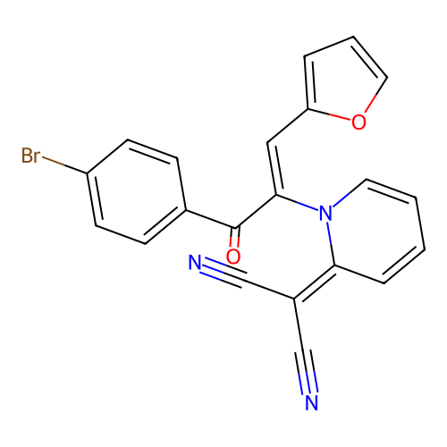 2-{1-[(Z)-1-(4-Bromo-benzoyl)-2-furan-2-yl-vinyl]-1H-pyridin-2-ylidene}-malononitrile structure