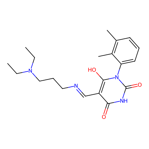 (5Z)-5-[[3-(diethylamino)propylamino]methylidene]-1-(2,3-dimethylphenyl)-1,3-diazinane-2,4,6-trione structure