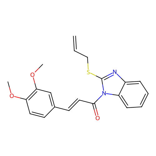 2-(allylthio)-1-[3-(3,4-dimethoxyphenyl)acryloyl]-1H-benzimidazole structure