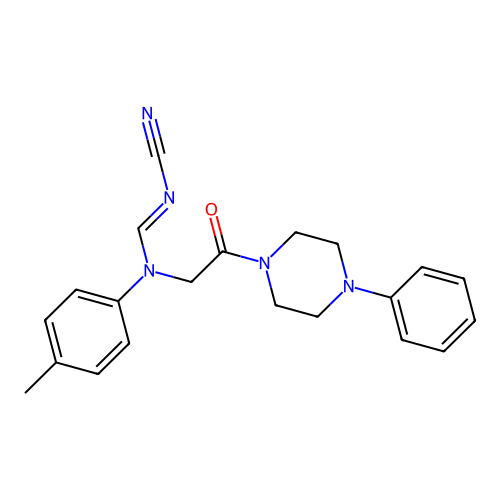 (E)-N'-cyano-N-(2-oxo-2-(4-phenylpiperazin-1-yl)ethyl)-N-(p-tolyl)formimidamide structure