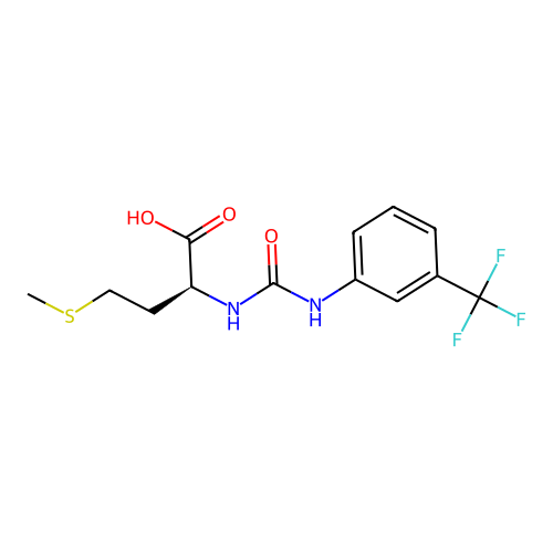 (2S)-4-methylsulfanyl-2-[[3-(trifluoromethyl)phenyl]carbamoylamino]butanoic acid structure