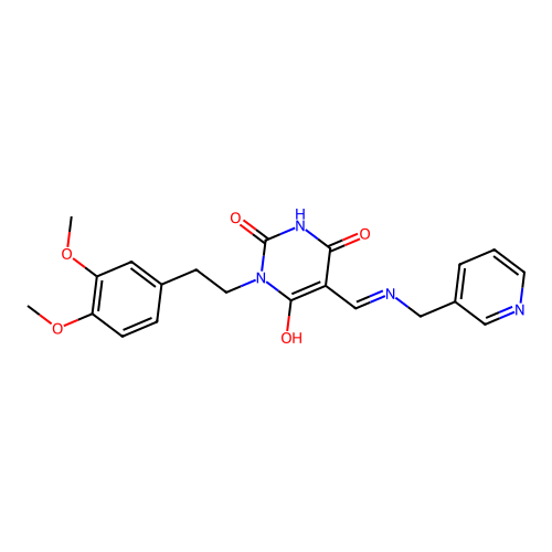 (5E)-1-[2-(3,4-dimethoxyphenyl)ethyl]-5-[(pyridin-3-ylmethylamino)methylidene]-1,3-diazinane-2,4,6-trione structure