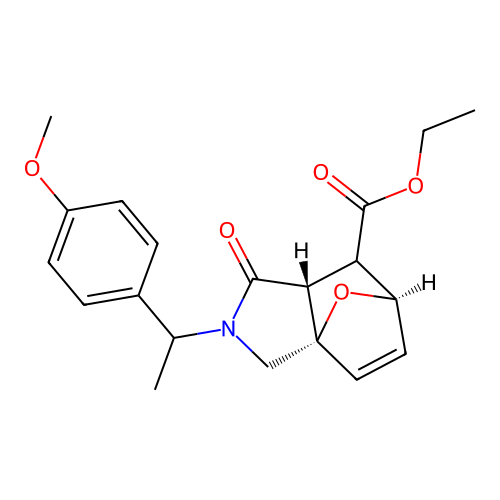 (3aS,6R,7aR)-ethyl 2-(1-(4-methoxyphenyl)ethyl)-1-oxo-1,2,3,6,7,7a-hexahydro-3a,6-epoxyisoindole-7-carboxylate structure