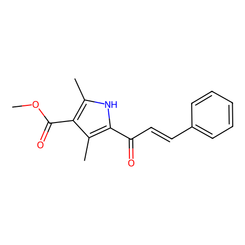 methyl 5-cinnamoyl-2,4-dimethyl-1H-pyrrole-3-carboxylate structure