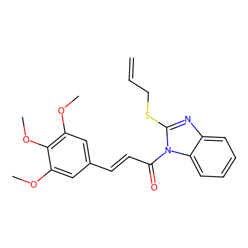 2-(allylthio)-1-[3-(3,4,5-trimethoxyphenyl)acryloyl]-1H-benzimidazole structure