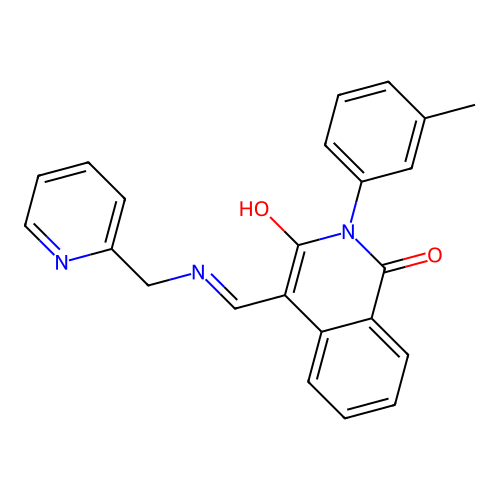 (4E)-2-(3-methylphenyl)-4-[(pyridin-2-ylmethylamino)methylidene]isoquinoline-1,3-dione structure