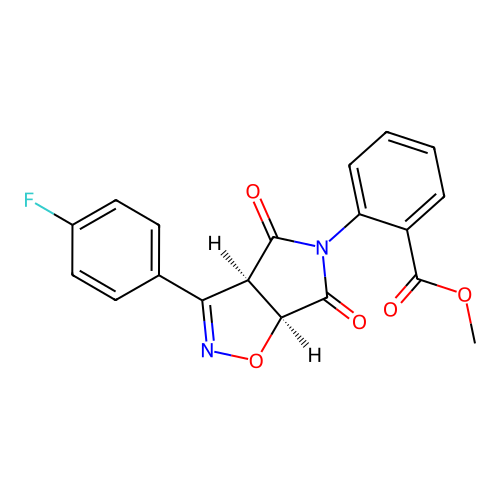 methyl 2-((3aR,6aS)-3-(4-fluorophenyl)-4,6-dioxo-6,6a-dihydro-3aH-pyrrolo[3,4-d]isoxazol-5(4H)-yl)benzoate structure