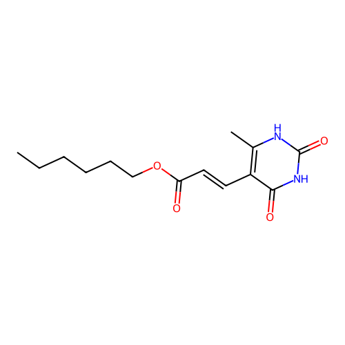 Hexyl 3-(6-methyl-2,4-dioxo-1,2,3,4-tetrahydro-5-pyrimidinyl)acrylate structure