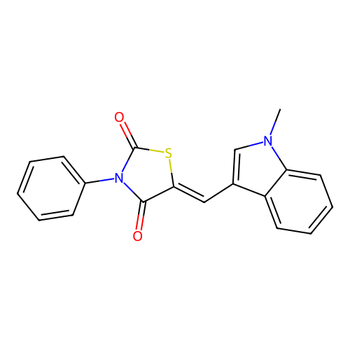 (Z)-5-((1-methyl-1H-indol-3-yl)methylene)-3-phenylthiazolidine-2,4-dione structure