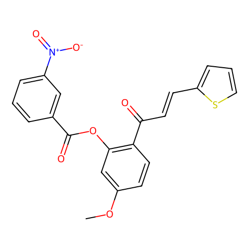 5-methoxy-2-[(2E)-3-(thiophen-2-yl)prop-2-enoyl]phenyl 3-nitrobenzoate structure