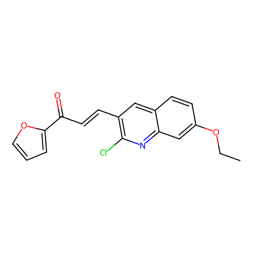 (E)-3-(2-chloro-7-ethoxyquinolin-3-yl)-1-(furan-2-yl)prop-2-en-1-one structure