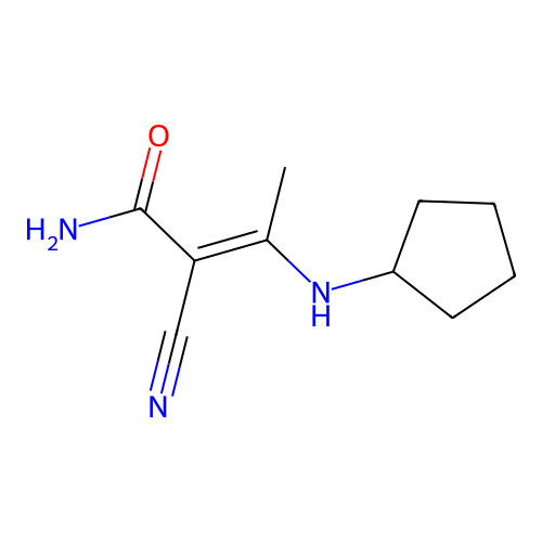(2E)-2-cyano-3-(cyclopentylamino)but-2-enamide structure