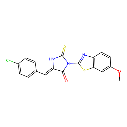 (5Z)-5-[(4-chlorophenyl)methylidene]-3-(6-methoxy-1,3-benzothiazol-2-yl)-2-sulfanylideneimidazolidin-4-one structure