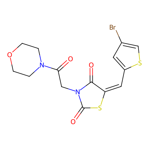 (E)-5-((4-bromothiophen-2-yl)methylene)-3-(2-morpholino-2-oxoethyl)thiazolidine-2,4-dione structure