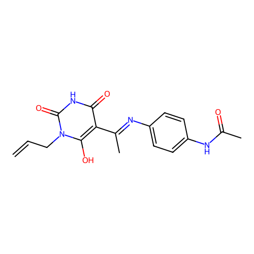 (E)-N-(4-((1-(1-allyl-2,4,6-trioxotetrahydropyrimidin-5(2H)-ylidene)ethyl)amino)phenyl)acetamide structure