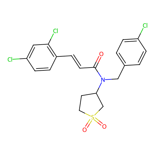 (2E)-N-(4-chlorobenzyl)-3-(2,4-dichlorophenyl)-N-(1,1-dioxidotetrahydrothiophen-3-yl)prop-2-enamide structure