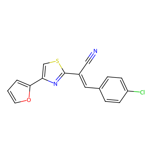(E)-3-(4-chlorophenyl)-2-(4-(furan-2-yl)thiazol-2-yl)acrylonitrile structure