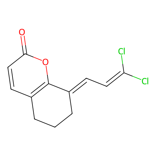 (E)-8-(3,3-dichloroallylidene)-5,6,7,8-tetrahydro-2H-chromen-2-one structure