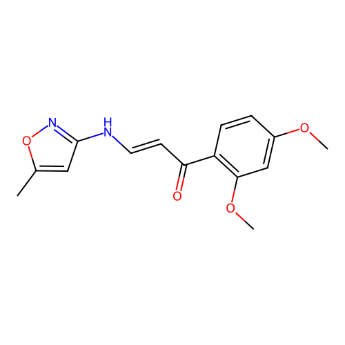 (2E)-1-(2,4-dimethoxyphenyl)-3-[(5-methylisoxazol-3-yl)amino]prop-2-en-1-one structure