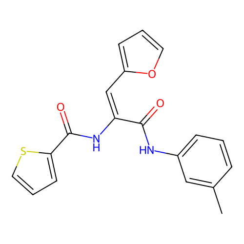 Thiophene-2-carboxylic acid (2-furan-2-yl-1-m-tolylcarbamoyl-vinyl)-amide structure