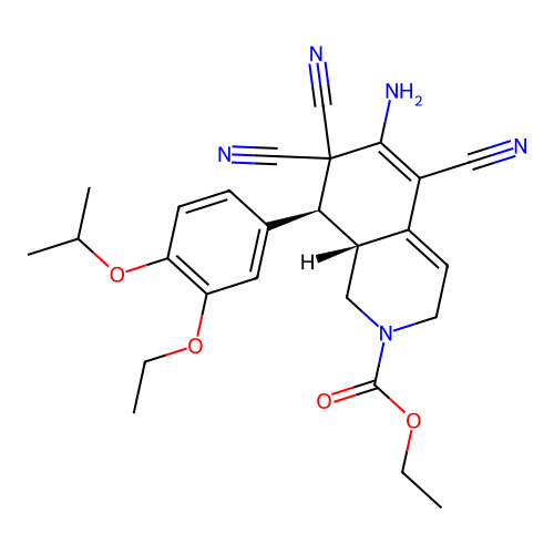 (8S,8aR)-ethyl 6-amino-5,7,7-tricyano-8-(3-ethoxy-4-isopropoxyphenyl)-1,7,8,8a-tetrahydroisoquinoline-2(3H)-carboxylate structure