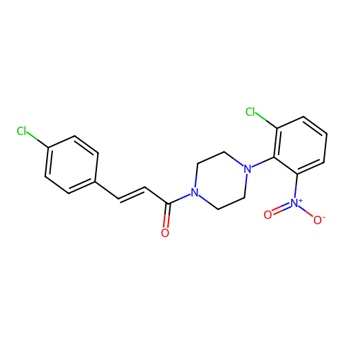 (2E)-1-[4-(2-chloro-6-nitrophenyl)piperazin-1-yl]-3-(4-chlorophenyl)prop-2-en-1-one structure
