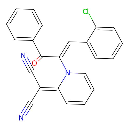 2-{1-[(Z)-1-Benzoyl-2-(2-chloro-phenyl)-vinyl]-1H-pyridin-2-ylidene}-malononitrile structure