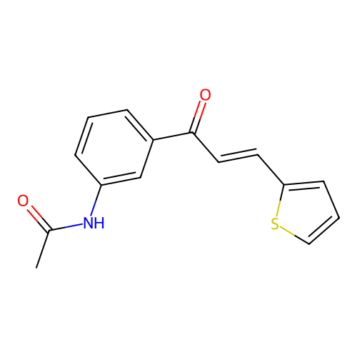 N-[3-[(E)-3-thiophen-2-ylprop-2-enoyl]phenyl]acetamide structure