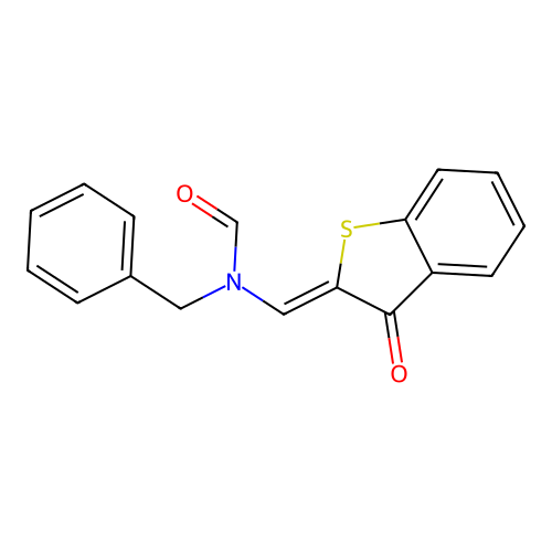 N-Benzyl-N-(3-oxo-3H-benzo[b]thiophen-2-ylidenemethyl)-formamide structure