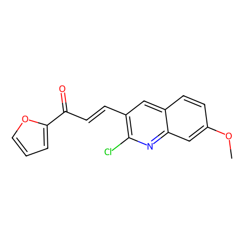 (E)-3-(2-chloro-7-methoxyquinolin-3-yl)-1-(furan-2-yl)prop-2-en-1-one structure