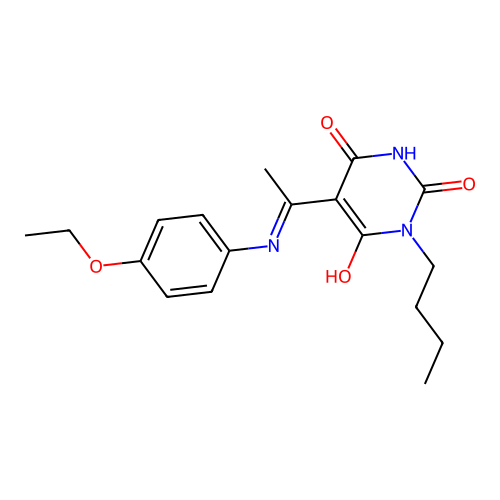 (5Z)-1-butyl-5-[1-(4-ethoxyanilino)ethylidene]-1,3-diazinane-2,4,6-trione structure