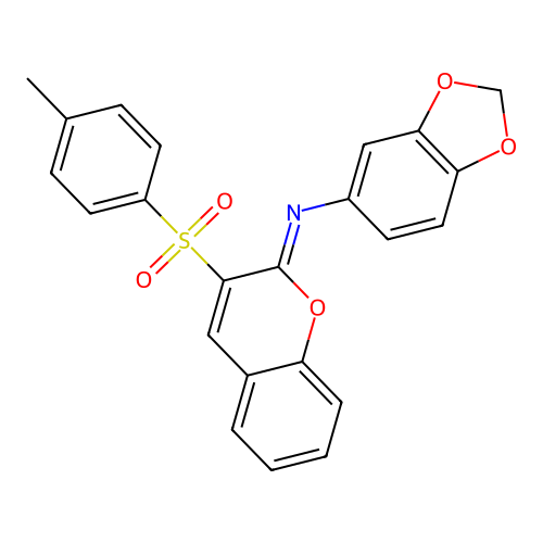 (2Z)-N-(2H-1,3-benzodioxol-5-yl)-3-(4-methylbenzenesulfonyl)-2H-chromen-2-imine structure