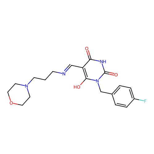 (5E)-1-[(4-fluorophenyl)methyl]-5-[(3-morpholin-4-ylpropylamino)methylidene]-1,3-diazinane-2,4,6-trione structure