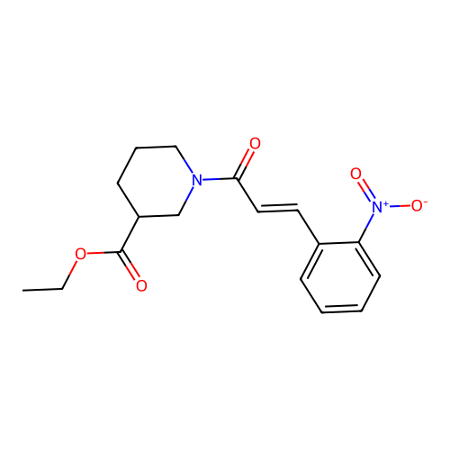 ethyl 1-[(2E)-3-(2-nitrophenyl)prop-2-enoyl]piperidine-3-carboxylate structure