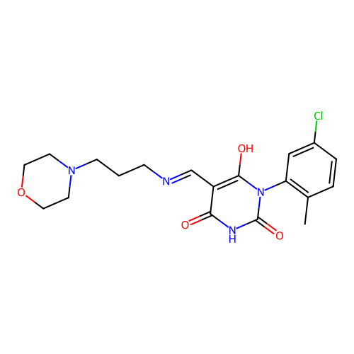 (5E)-1-(5-chloro-2-methylphenyl)-5-[(3-morpholin-4-ylpropylamino)methylidene]-1,3-diazinane-2,4,6-trione structure