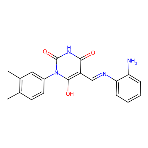 (5E)-5-[(2-aminoanilino)methylidene]-1-(3,4-dimethylphenyl)-1,3-diazinane-2,4,6-trione structure
