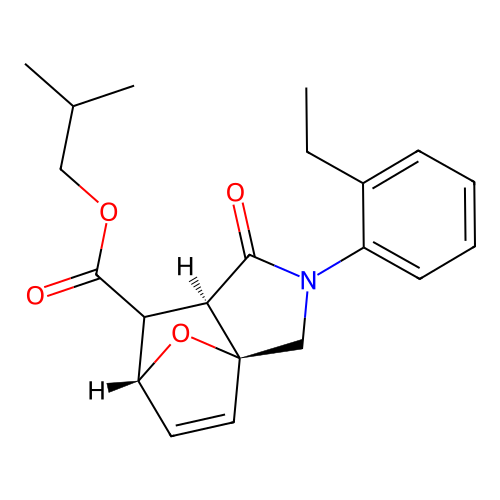 (3aS,6R,7aR)-isobutyl 2-(2-ethylphenyl)-1-oxo-1,2,3,6,7,7a-hexahydro-3a,6-epoxyisoindole-7-carboxylate structure