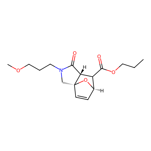 (3aS,6R,7aR)-propyl 2-(3-methoxypropyl)-1-oxo-1,2,3,6,7,7a-hexahydro-3a,6-epoxyisoindole-7-carboxylate structure