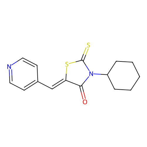 (5Z)-3-cyclohexyl-5-(pyridin-4-ylmethylidene)-2-thioxo-1,3-thiazolidin-4-one structure