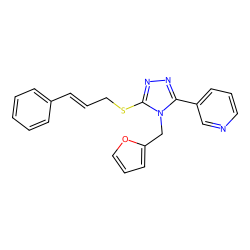 3-[4-(furan-2-ylmethyl)-5-[(E)-3-phenylprop-2-enyl]sulfanyl-1,2,4-triazol-3-yl]pyridine structure