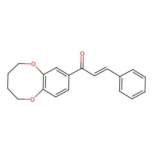 (2E)-3-phenyl-1-(2,3,4,5-tetrahydro-1,6-benzodioxocin-8-yl)prop-2-en-1-one structure
