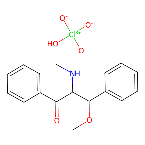 3-Methoxy-2-(methylamino)-1,3-diphenylpropan-1-one perchlorate structure