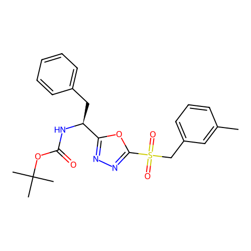 [(S)-2-Phenyl-1-(5-m-tolylmethanesulfonyl-[1,3,4]oxadiazol-2-yl)-ethyl]-carbamic acid tert-butyl ester structure